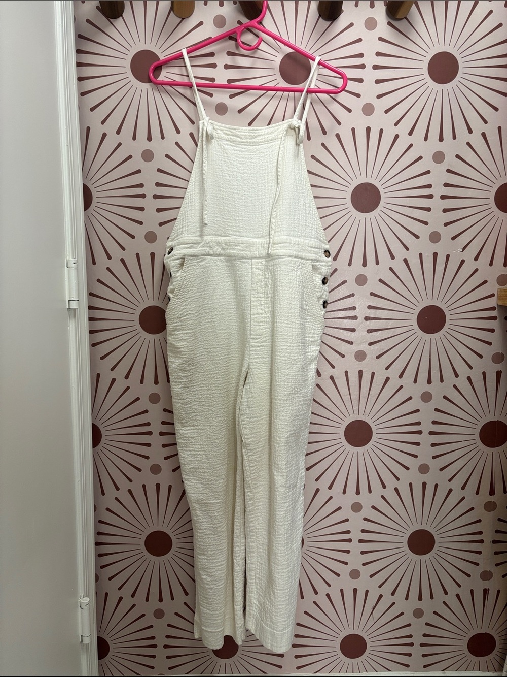Madewell White Women’s Textured Overalls - Medium